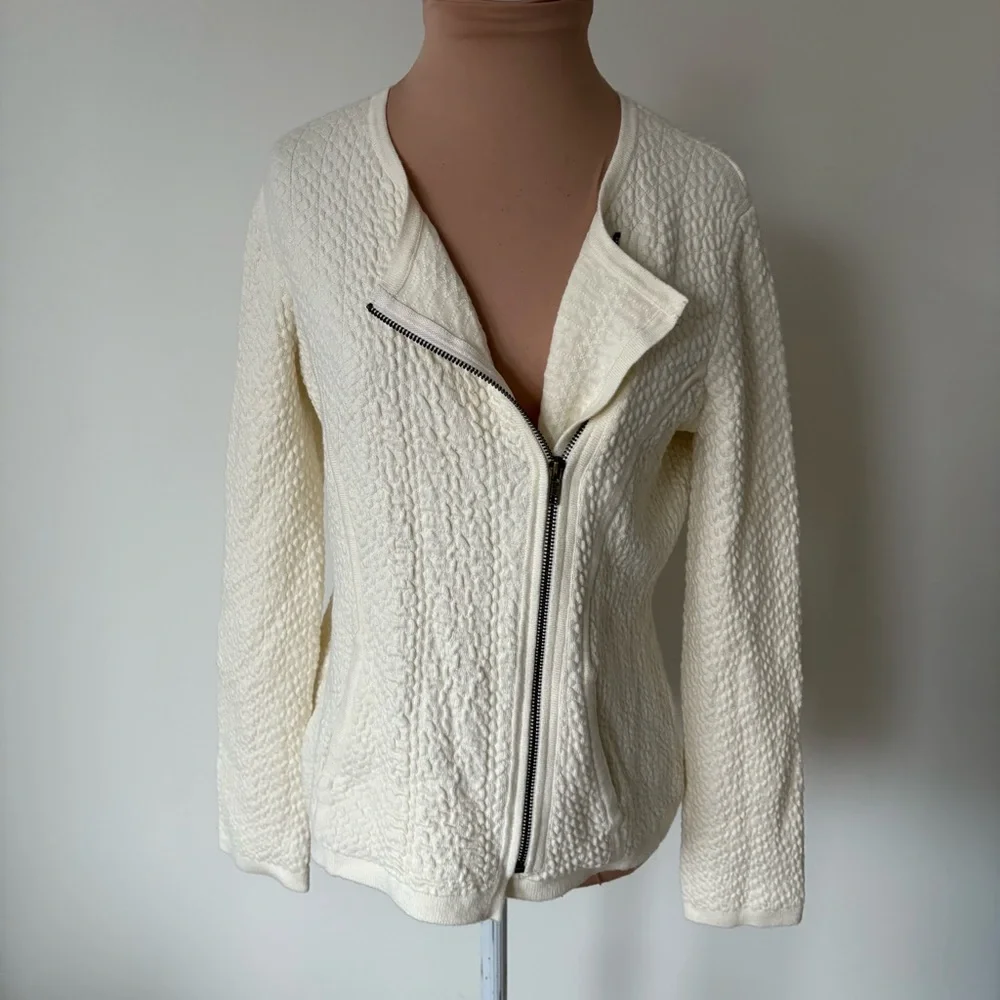 Anthropologie Angel Of The North Textured Vero Knit Asymmetric Zip Moto Jacket M